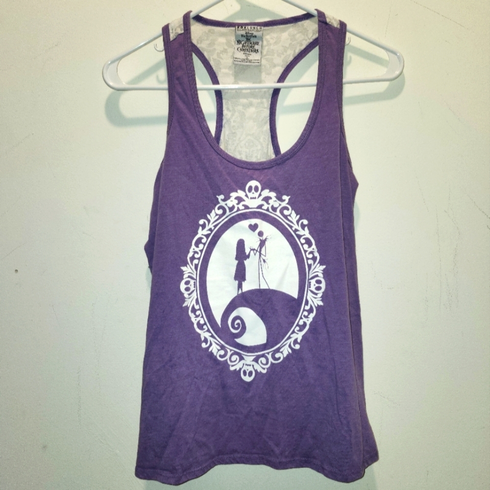 Women's The Nightmare Before Christmas BoxLunch purple&white lace tank Size S